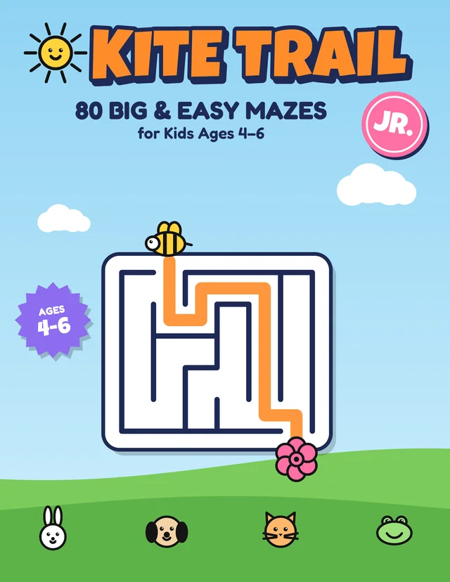 Cover of Kite Trail Mazes Jr.: 80 Big and Easy Mazes for Kids Ages 4-6